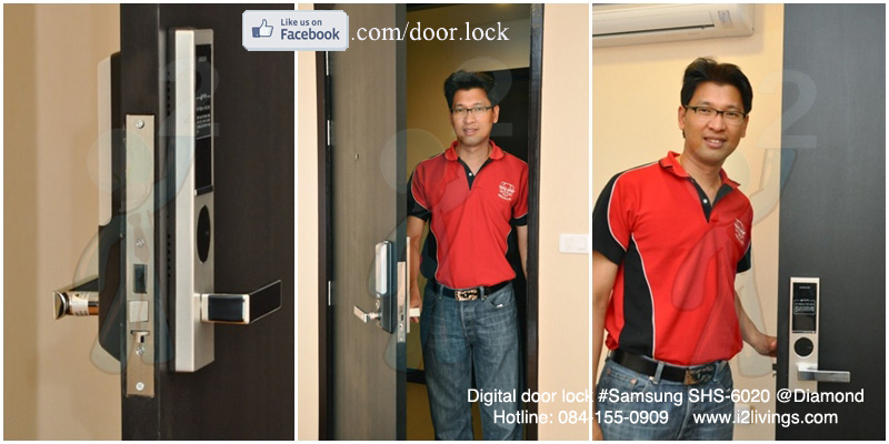 digital door lock  กลอนประตูดิจิตอล Samsung smart doorlock รุ่น SHS-6020 (H635) ของแท้ English version กุญแจ 5 ดอก_Diamond condo