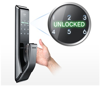 Samsung smart doorlock รุ่น SHS-P717 เป็นกลอนประตูดิจิตอล digital door lock รุ่นใหม่ล่าสุด Push/Pull - English Exclusive version