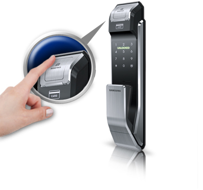 Samsung smart doorlock รุ่น SHS-P718 เป็นกลอนประตูดิจิตอล digital door lock New Push/Pull - New Biometric Finger scan sensor