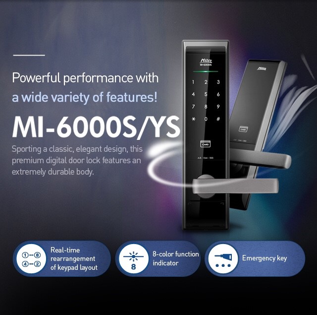 digital door lock Milre MI-6000YS new logo with Allegion กลอนประตูไฟฟ้า ดิจิตอล