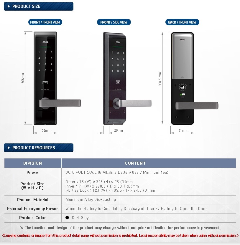 digital door lock Milre MI-6000YS new logo with Allegion กลอนประตูไฟฟ้า ดิจิตอล