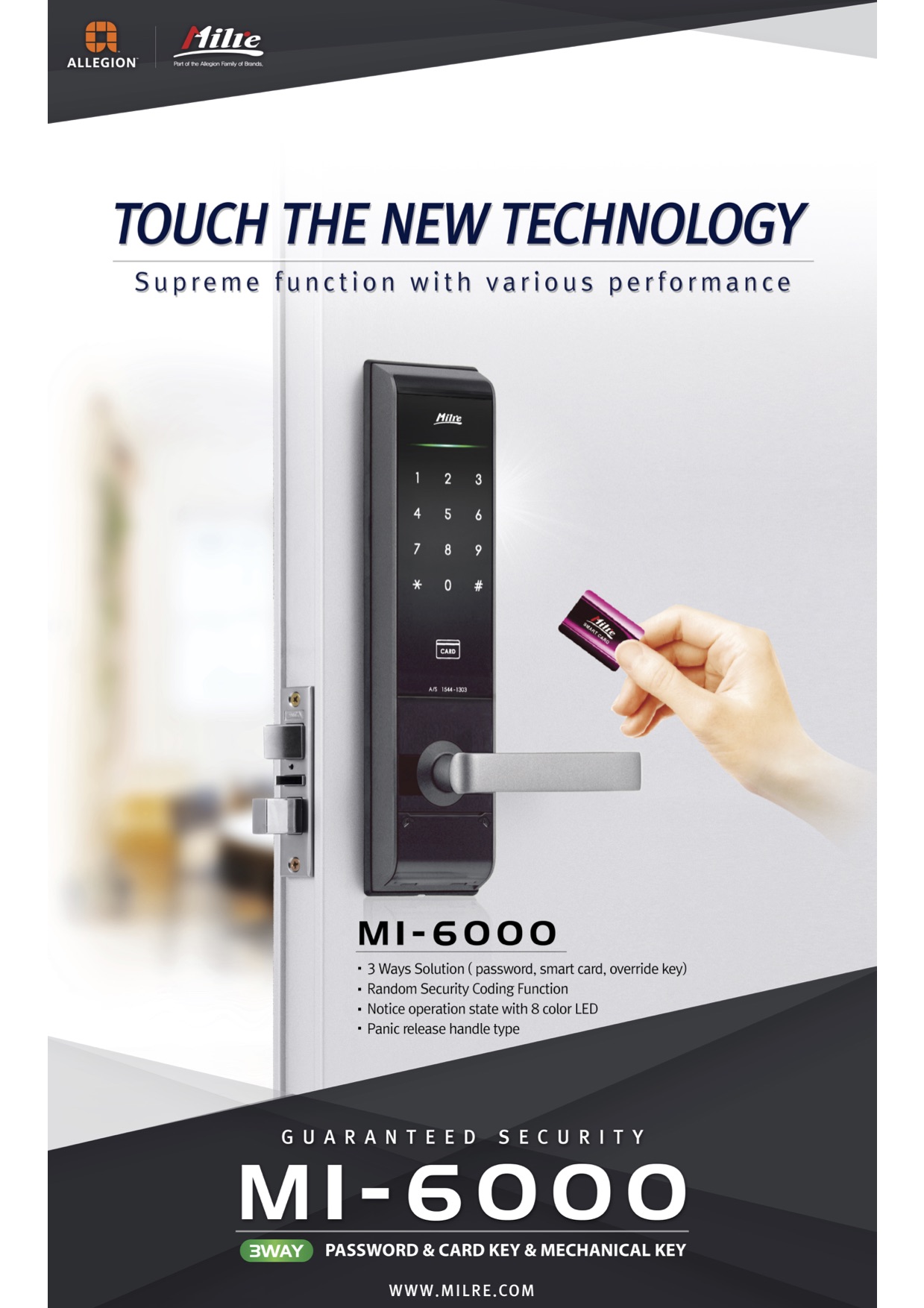 digital door lock Milre MI-6000YS new logo with Allegion