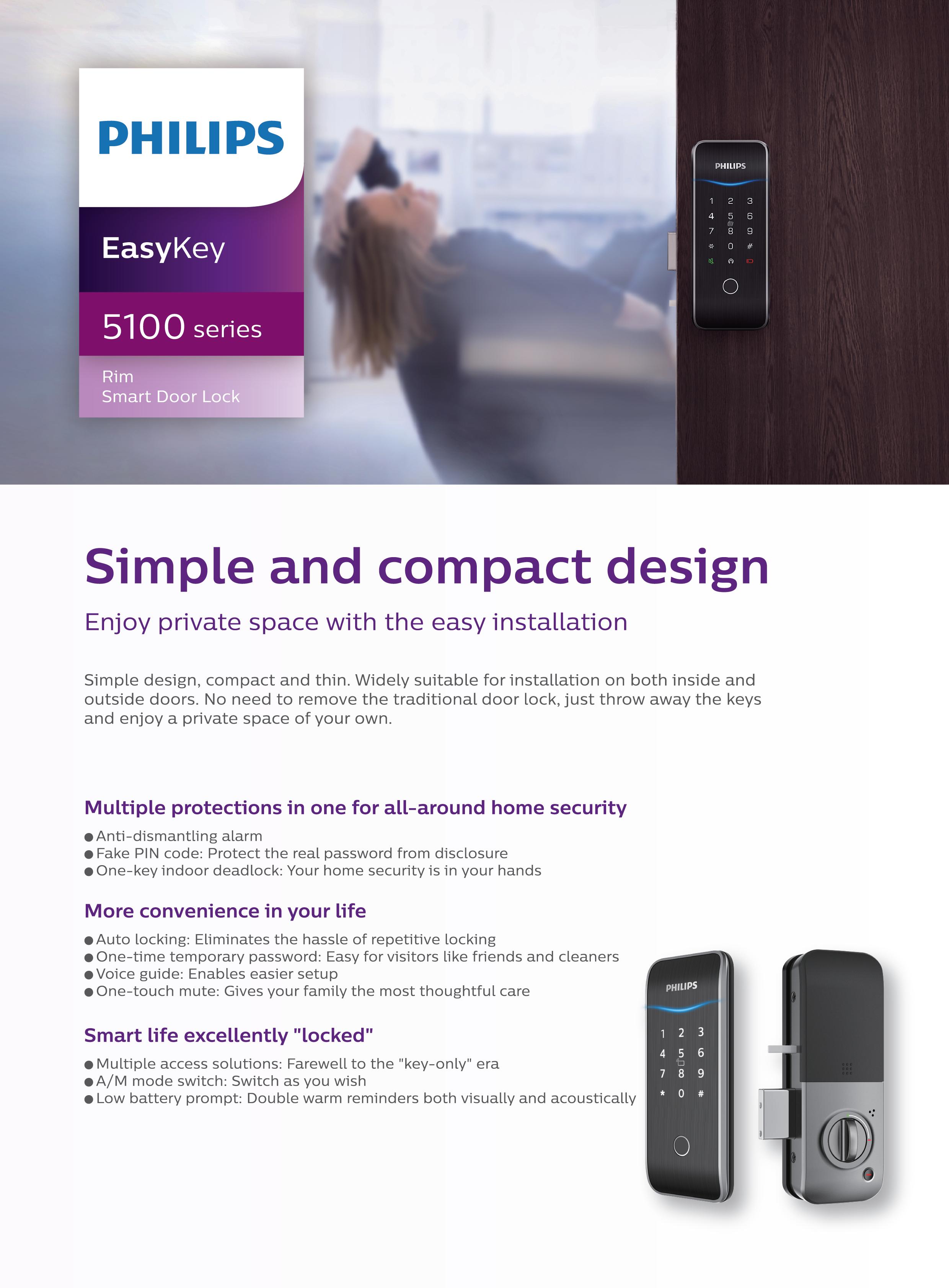 กลอนดิจิอล Philips Easy Key 5100