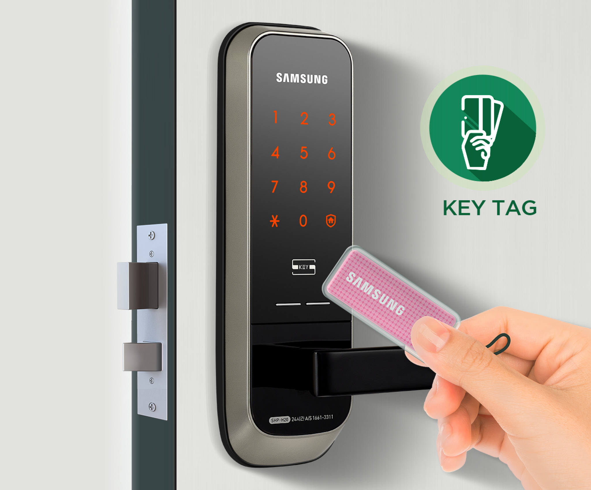 Samsung smart doorlock รุ่น SHP-H20 กลอนประตูดิจิตอล digital door lock รหัส+บัตร Best sell