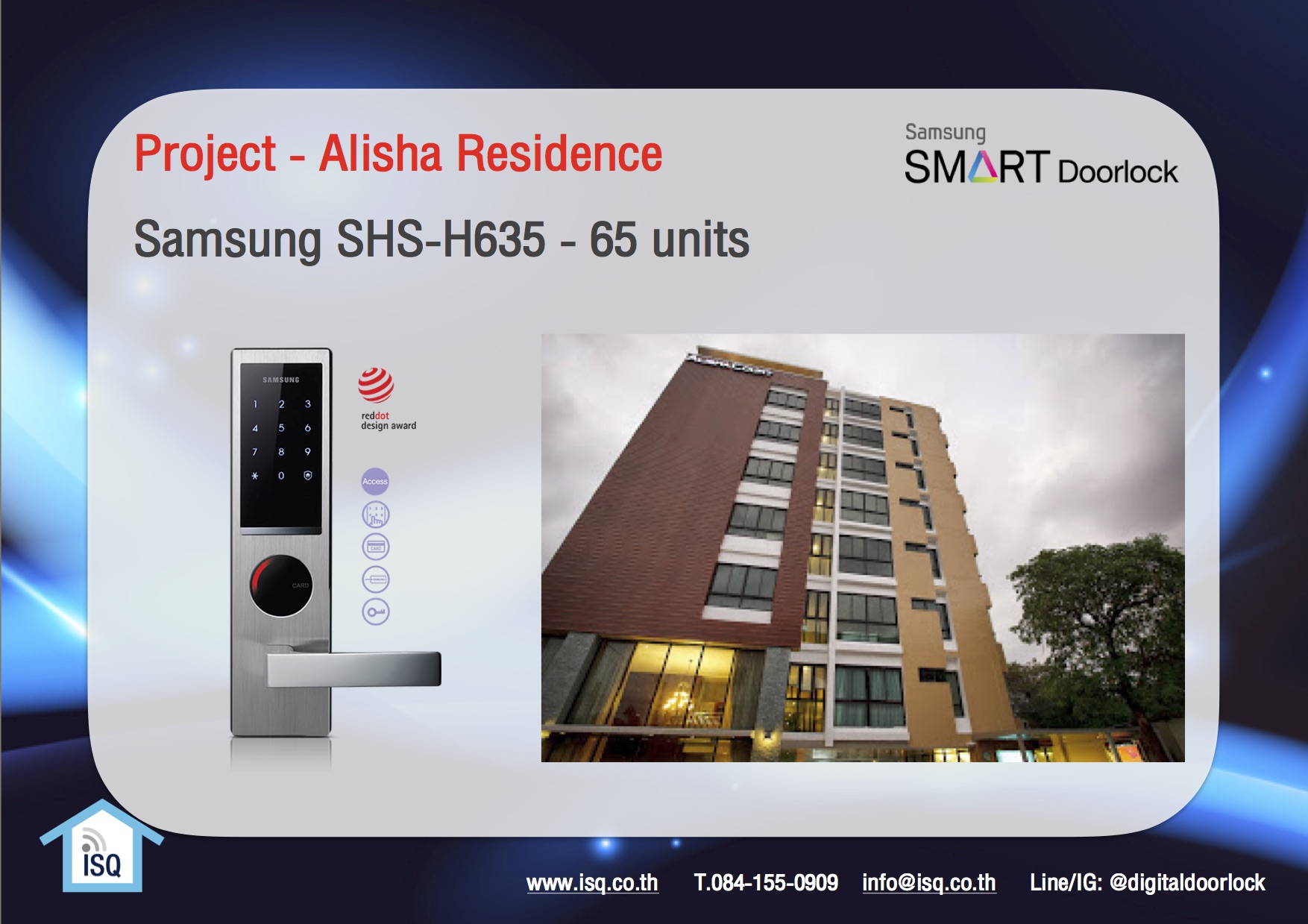 digital door lock กลอนประตูดิจิตอล Project Alisha Residence Samsung SHS-6020 65 units