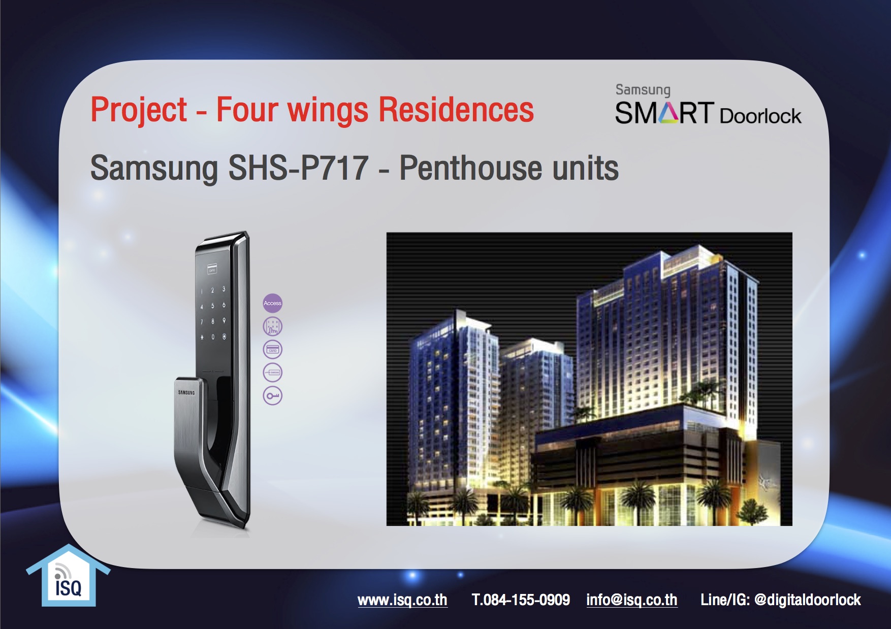 digital door lock กลอนประตูดิจิตอล Project Fourwings Residence Yale YDM-3109 32 units