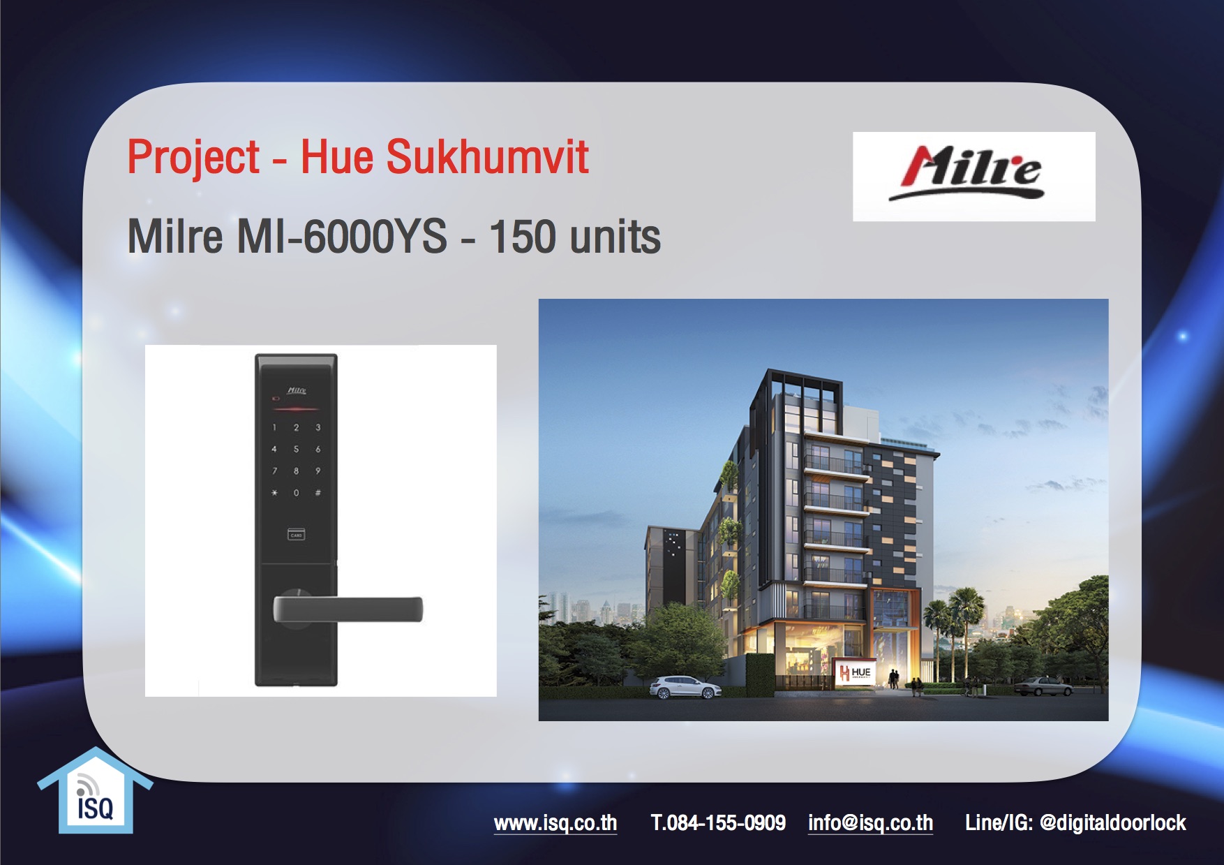 digital door lock กลอนประตูดิจิตอล Project Hue Sukhumvit Milre MI-6000YS 150 units