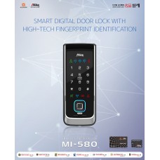 Digital door lock กลอนประตูดิจิตอล - Milre MI-580F (Sub-lock รหัส+บัตร+สแกนนิ้ว)